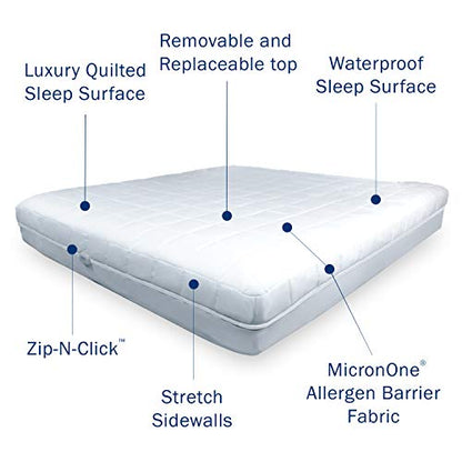  Platinum Encasing Mattress Pad, Waterproof & Padded Surface, Removable Top, Patented Zipper Security (Fits 7 - 15 Inches In Height) Twin XL