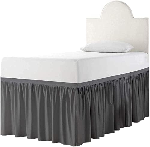  - Bed Skirt For Dorm Room, Ruffled Dorm Sized Bed Skirt Three Fabric Sides College Dorm Bed Skirt - White - Twin XL - 32 Inch Drop, White Solid, Twin-XL-32In Drop