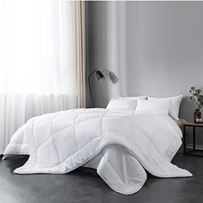  Everspread All-Season Down Alternative Comforter Duvet Insert, Soft Microfiber Blanket, Quilted Design, Machine Washable - White, Queen Size
