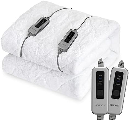  HOMLYNS Electric Heated Mattress Pad King Size Dual Control 4 Heating Levels 10H Timer,Sherpa Quilted Zoned Heating Mattress Pads Machine Washable ETL Certified,15" Deep (78x80)