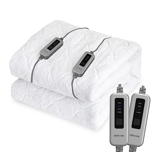  HOMLYNS Electric Heated Mattress Pad King Size Dual Control 4 Heating Levels 10H Timer,Sherpa Quilted Zoned Heating Mattress Pads Machine Washable ETL Certified,15" Deep (78x80)