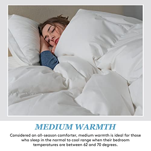  Medium Warmth Premier Down Comforter With Sewn In Duvet Corner Loop Attachments, King/California King Size Bed, White