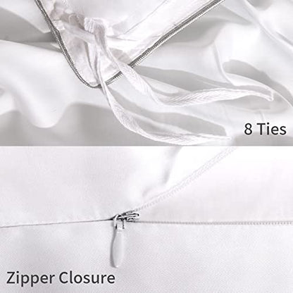  NEXHOME PRO 100% Organic Bamboo Duvet Cover Set King - Lightweight Summer Cooling Comforter Cover For Hot Sleepers 104"x90" 3pcs Breathable White Bedding With Corner Ties,Zipper Closure, No Insert
