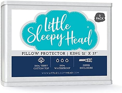  Waterproof, Zippered Queen Pillow Protectors, Set Of 2, Terry Cotton, 100% Hypoallergenic Pillow Covers - 2 Pack, (21x31).