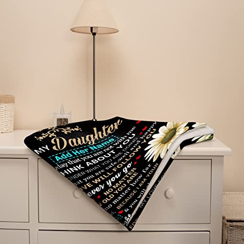  Custom To My Daughter Blanket From Mom Dad Personalized Gift For Girl Super Soft Comfy Summer Throw Blankets Flannel Plush Birthday Graduation For Bed Sofa,120"x90"