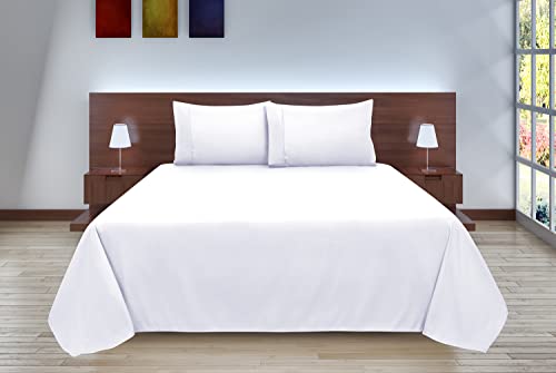  Oakias Twin Flat Sheets White – Pack Of 2 Top Sheets For Bed – Soft Brushed Microfiber Fabric – Shrinkage & Fade Resistant – Ideal For Hotels And Hospitals – Machine Washable