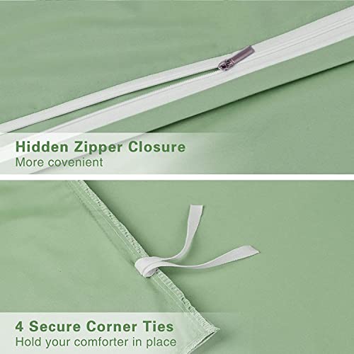  Duvet Cover Set King Size, Ultra Soft Washed Microfiber Duvet Covers, 3 Pieces Bedding Duvet Cover Sets(1 Duvet Cover, 2 Pillowcases) With Zipper Closure & Corner Ties (Light Green, King)