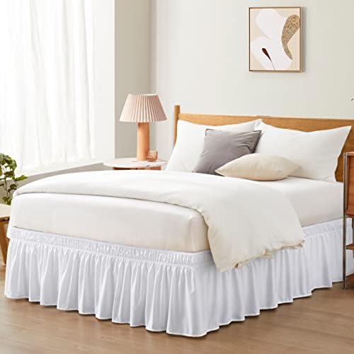  Teal Adjustable Bed Skirt For Full & Queen Size Bed - With 14 Inch Tailored Drop, Wrap Around Bed Skirts With Adjustable Elastic Belt For Easy Fitting - Wrinkle & Fade Resistant