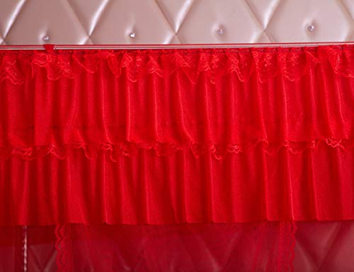  Mengersi Princess 4 Corners Post Bed Canopy Bed Curtains (Queen, Red)