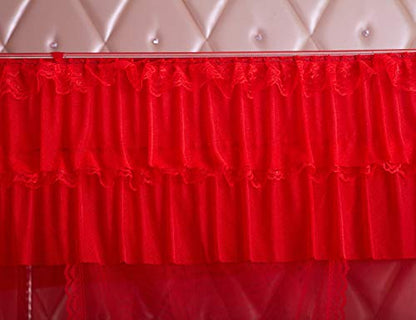  Mengersi Princess 4 Corners Post Bed Canopy Bed Curtains (Queen, Red)