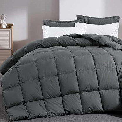 120x120 Oversized King Down And Feather Comforter, 50% Down 500+ Fill Power Grey Duvet Insert With 100% Cotton Cover, Fluffy Extra Large Comforter With Corner Tabs