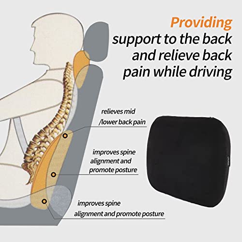  Carwales Emulsion Lumbar Support Pillow For Car Driving Seat Relax Soft Lower Back Support Home Office Chair Cushion Desk Accessories Pain Relief Black