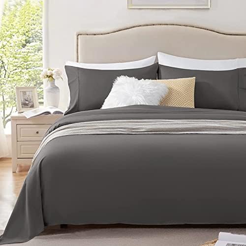  1200 Thread Count Cotton Sheets, 100% Egyptian Cotton Queen Size Sheets, Breathable Bed Sheets Set 16-Inch Deep Pocket - Wrinkle And Hypoallergenic - 4 Piece (White, Queen)