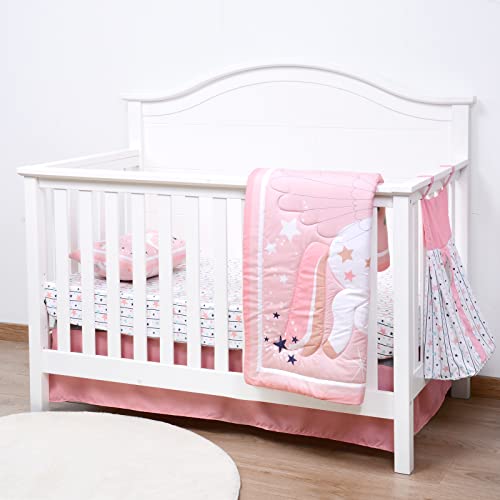  5 Piece Crib Bedding Set For Girls Unicorns Baby Girl Bedding Crib Set Nursery Bedding Sets - Crib Quilt Crib Sheet Pillowcase Crib Skirt Diaper Stacker