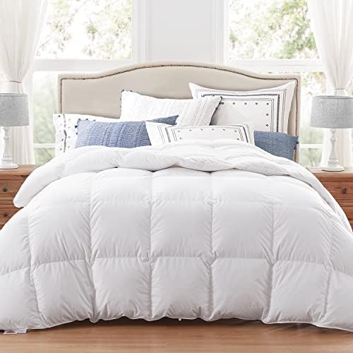  Globon Luxurious Feather Down Comforter King Size,Fluffy Hotel Collection Duvet Insert Heavyweight For Winter, 100% Soft Cotton Shell With Corner Tabs, Dark Grey(106x90inches)…