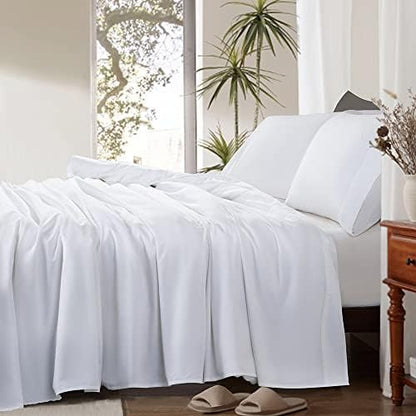  SONORO KATE Cotton King Size Sheets - 1000 Thread Count, Luxury 100% Egyptian Cotton Sheets Set, Cooling Bed Sheets, Deep Pocket Up To 16" - 4 Piece (White, King)