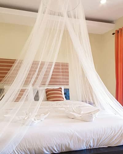  Mosquito Net Bed Canopy For Girls, Elegant Canopy Bed Curtains From Ceiling, Easy To Install, Dome Mosquito Netting For Single To Adult Size Beds, Home & Camping Use, White