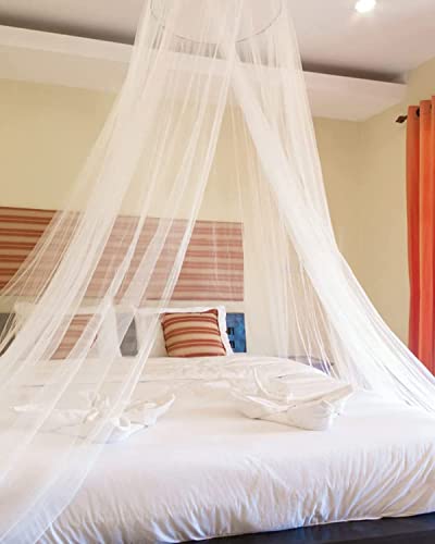  Mosquito Net Bed Canopy For Girls, Elegant Canopy Bed Curtains From Ceiling, Easy To Install, Dome Mosquito Netting For Single To Adult Size Beds, Home & Camping Use, White