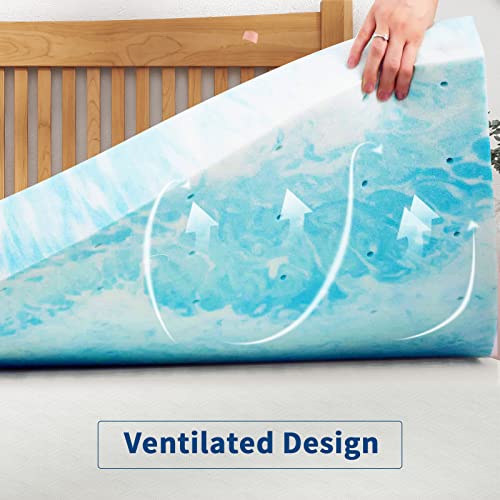  IULULU Twin 3 Inch Gel Memory Foam Mattress Topper Size, CertiPUR-US Certified, Blue