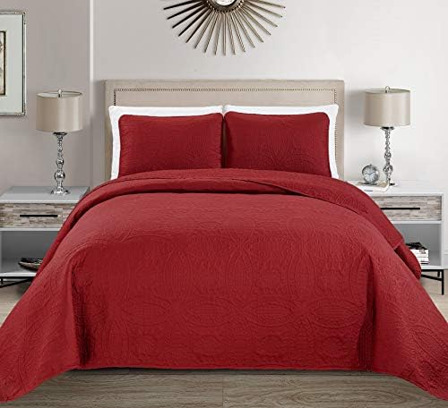  Linen Plus Collection 3 Pieces King/California King Over Size Embossed Coverlet Bedspread Set Solid Silver 118" X 106" New