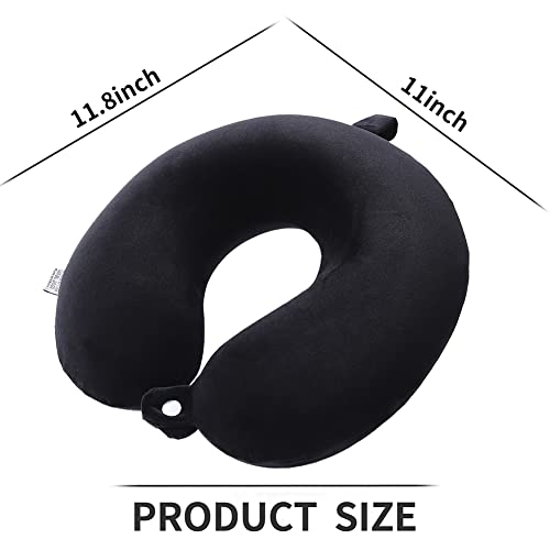  Cozy BoSpin Memory Foam Travel Pillow- Portable Neck Support Pillow On Flights, Car, And At Home, Comfortable Airplane Travel Pillow,Lightweight Quick Pack For Camping (Black)