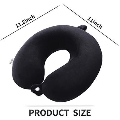  Cozy BoSpin Memory Foam Travel Pillow- Portable Neck Support Pillow On Flights, Car, And At Home, Comfortable Airplane Travel Pillow,Lightweight Quick Pack For Camping (Black)