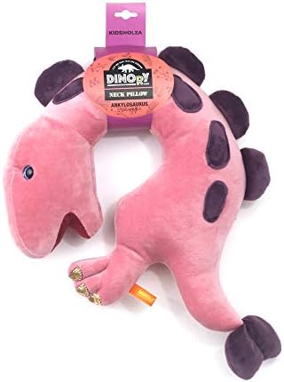  DINORY Helloprom Kids Neck Pillow For Traveling (Dinosaur Ankylosaurus) - Airplane & Road Trip Essentials For Children - Neck, Chin Support - 100% Polyester Filling