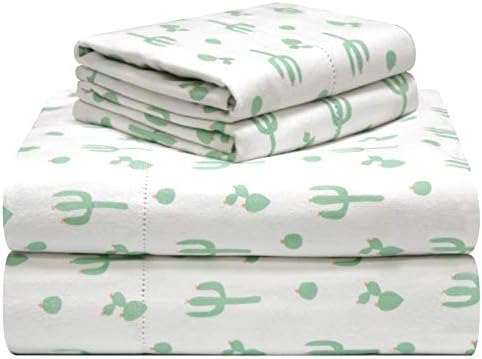 Pointehaven 180 GSM Velvet Feel Luxury 100% Cotton Printed Flannel Sheet Set,4PCS, Queen, Cats - Warm & Cozy - Pre-Shrunk -Deep Pockets - Elastic All Around-Comfy Double Brushed -