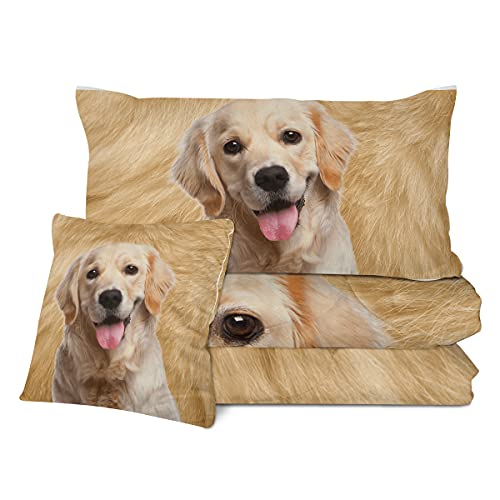  Sleepwish Golden Retriever Bedding Puppy Dog All Season Duvet Insert 3D Pet Themed Animal 4 Pieces, Lightweight Reversible Bedding Sets(King)