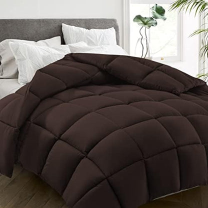  All Season Queen Size Bed Comforter - Cooling Down Alternative Quilted Duvet Insert With Corner Tabs - Winter Warm - Machine Washable - Dark Grey