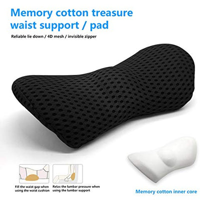  KOKYPLO Memory Foam Lumbar Support Back Cushion Pillow Balanced Firmness For Lower Back Pain Relief - Ideal Back Pillow For Office Chair,Car Seat, Recliner, Bed (Black)