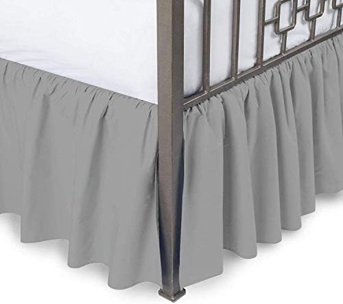  800 Thread Count 24 Inched Drop Length Gathered Dust Ruffle Bed Skirt King White Solid 100% Egyptian Cotton