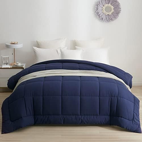  Down Alternative Comforter With Corner Tabs - Summer Quilted Light Weight Twin Size 140 GSM White Comforter, Machine Washable Microfiber Bedding