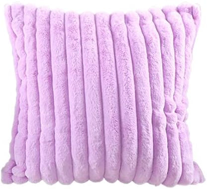  Hodeco Super Soft Decorative Throw Pillow Cover Double Side Faux Fur Comfy Wide Stripe Thick Fluffy Extra Plush Shaggy Cushion Cover For Couch Chair 100% Polyester, 1 Piece (18x18 Inches, Black)