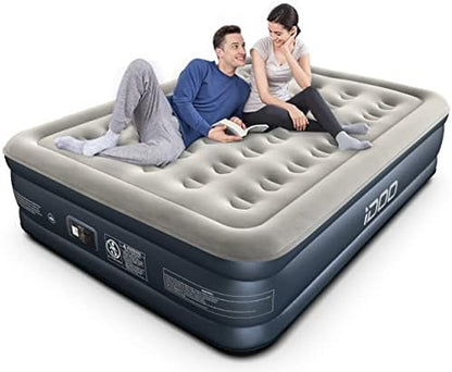  IDOO Air Mattress With Built In Pump, Queen Inflatable Mattress Blow Up Mattress Airbed For Camping & Guest, Colchon Inflable - Self Inflating, Foldable, Portable & Comfortable, 18" Raised