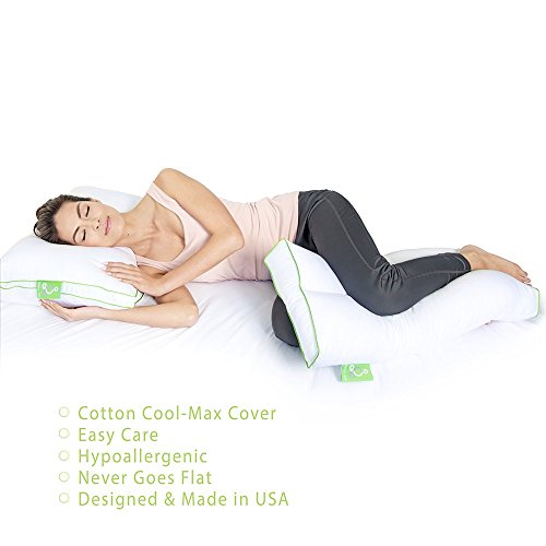  Sleep Yoga Leg Back Sleepers & Side Sleepers, Ergonomically Designed Down Alternative Between & Under Pillow For Knee Support, Hypoallergenic & Washable, 26" X 13" X 3"/One Size, White