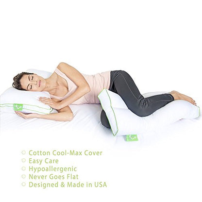  Sleep Yoga Leg Back Sleepers & Side Sleepers, Ergonomically Designed Down Alternative Between & Under Pillow For Knee Support, Hypoallergenic & Washable, 26" X 13" X 3"/One Size, White