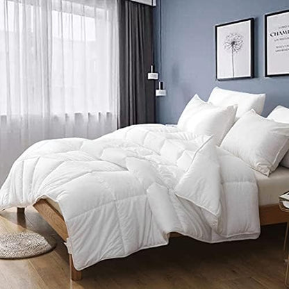  Dafinner Lightweight Full Queen Bed Comforter, Cooling All-Season Duvet Insert, White Plush Bio-Base Down Alternative Quilt Bed Blanket For Summer Warm Weathers/Hot Sleepers