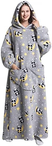  Versized Blanket Hoodie Lengthened Wearable Hooded Blanket Long For Adult Men Women Super Soft Comfortable Warm Flannel Sherpa With Pocket And Sleeves Avocado
