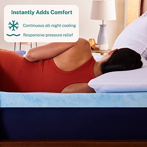  Sleep Innovations 3 Inch Cooling Gel Infused Memory Foam Mattress Topper, Queen Size, Cool Comfort, Medium Support