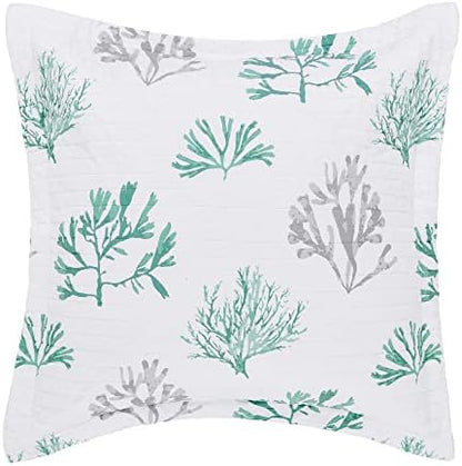  Levtex Home - Truro - Euro Sham (26x26in.) - Tropical Coral In Shades Of Teal