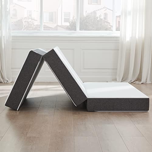  Folding Mattress, 3 Inch Tri Folding Memory Foam Mattress Topper With Storage Cover, Full Size - 52"x 73"x 3"