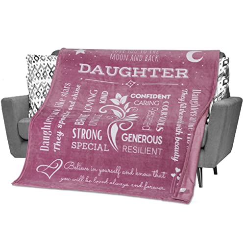  FILO ESTILO Daughter Gifts From Dad, Mom, Daughter Throw Blanket Bedroom Décor For Girls, Birthday Gifts For Daughter, Unique Presents For Daughters 60x50 Inches (Pink)