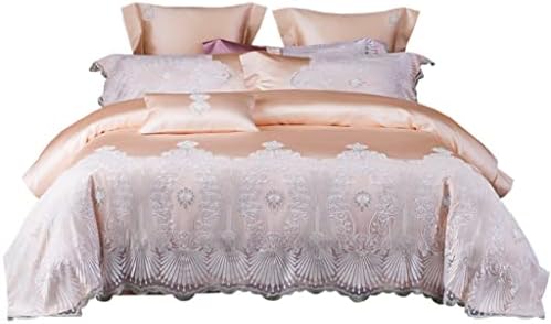  LEIGE Bedding Four-Piece Set Of 140 Lace Lace Tribute Satin Duvet Cover Jade (Color : D, Size : 220 * 240cm)