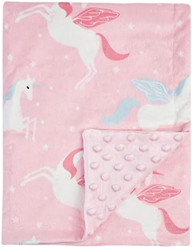  Baby Blanket Soft Minky With Double Layer Dotted Backing, Lovely Animals Printed 30 X 40 Inch Receiving Blanket