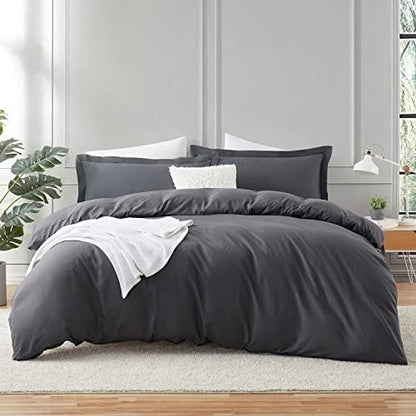  Hearth & Harbor White Duvet Cover Queen Size - 3 Piece Queen Duvet Cover Set, Soft Double Brushed Queen Size Duvet Covers With Button Closure, 1 Duvet Cover 90x90 Inches And 2 Pillow Shams