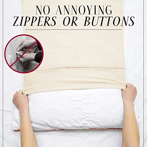  Italian Luxury Body Pillow Cover - Soft 21" X 60" Microfiber Long Pillow Case W/ No Zipper - Fits 20" ﻿x 54" Pillow, Machine Washable, Gray