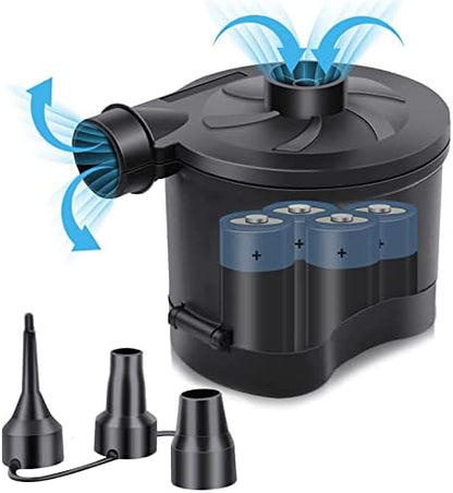  Battery Powered Electric Air Pump, Portable Inflator/Deflator Air Pump For Outdoor Camping, Air Mattress Pool Floats Raft Boat Toys, 3 Nozzles