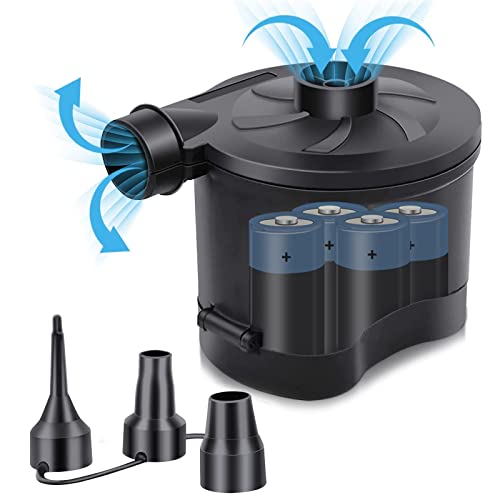  Battery Powered Electric Air Pump, Portable Inflator/Deflator Air Pump For Outdoor Camping, Air Mattress Pool Floats Raft Boat Toys, 3 Nozzles
