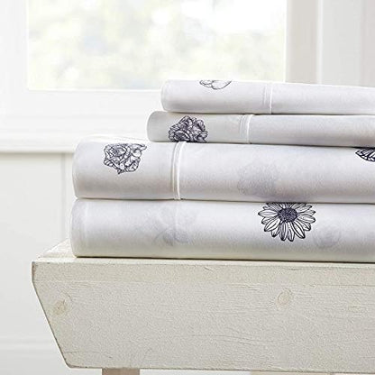  Linen Market Premium My Heart Pattern 4 Piece Bed Sheet Set, Full, Light Gray